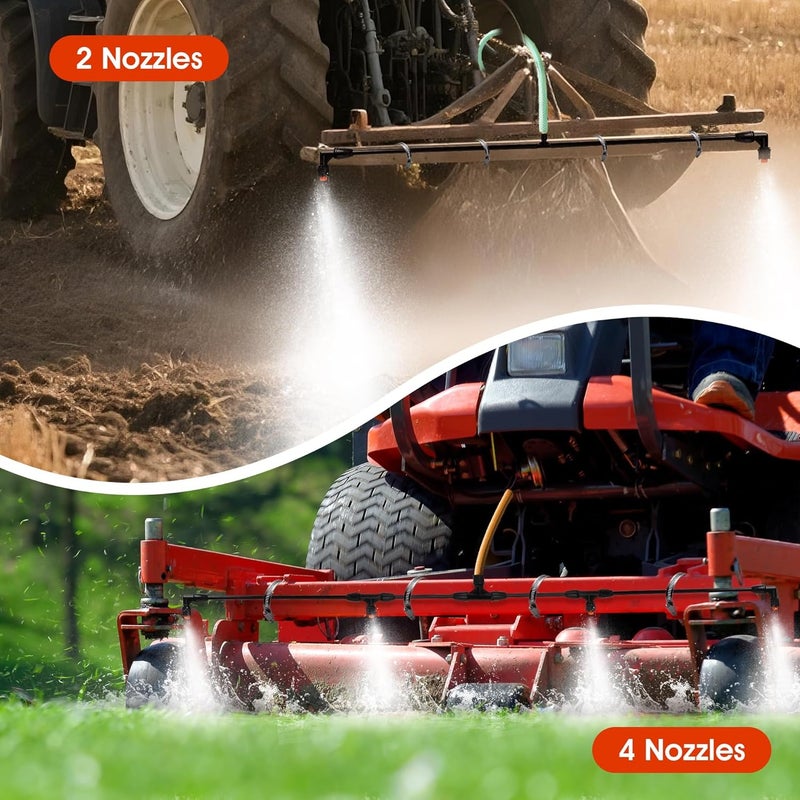 JINIOHEE 4 Nozzles Poly Spray Boom Wand with 1/4" Brass Fitting, Backpack Multi Nozzle Spray Holder, Sprayer Boom Equipped with Two Types Nozzles, DIY Length Up to 74.8" Wand for Tractor Watering Large Areas - Image 4